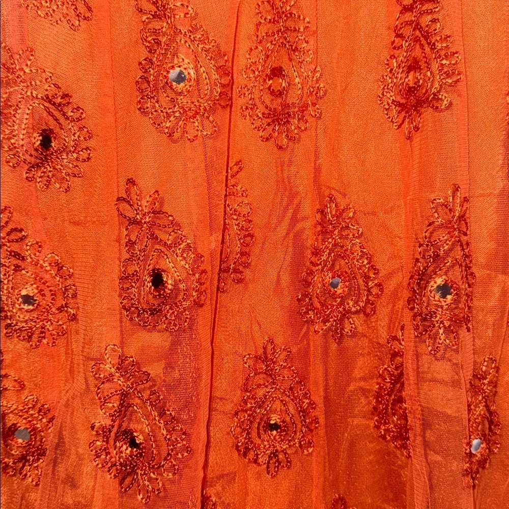 Span Ethnic Dress Orange Purple Green Size L - Picture 5 of 8
